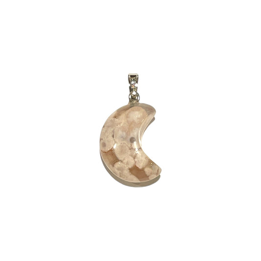 Pendentif Agate Fleur de cerisier en lune