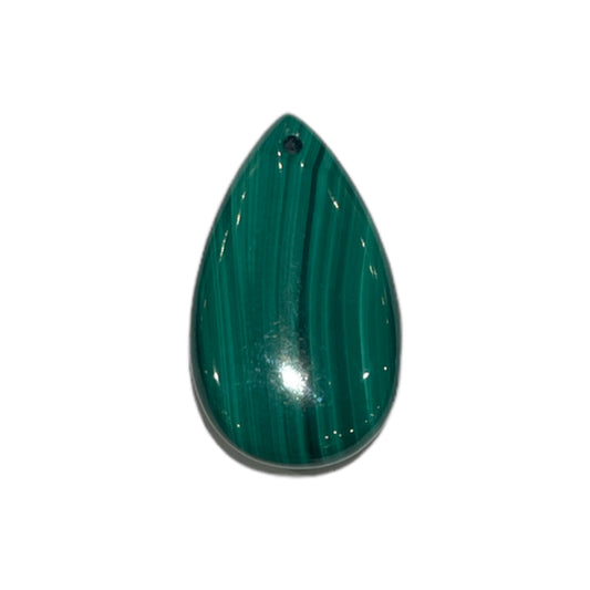 Pendentif Malachite plat en forme de goutte percé devant