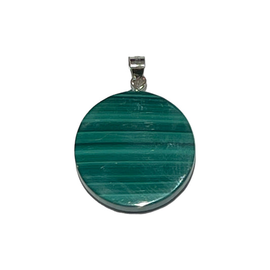 Pendentif plat en Malachite rond