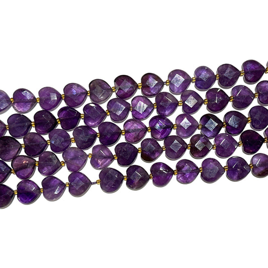 Fil de coeur facetté en amethyste 12mm