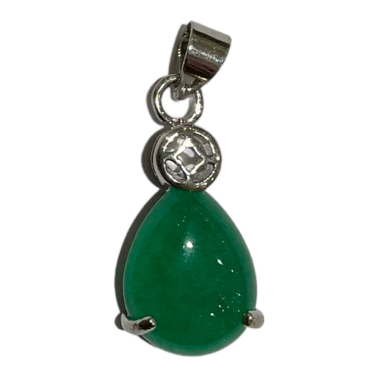 Pendentif goutte arrondie en Agate verte