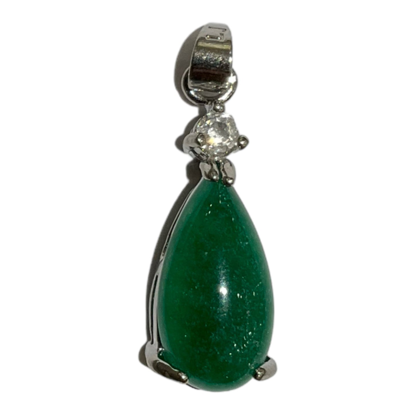 Pendentif goute allongé en Agate verte