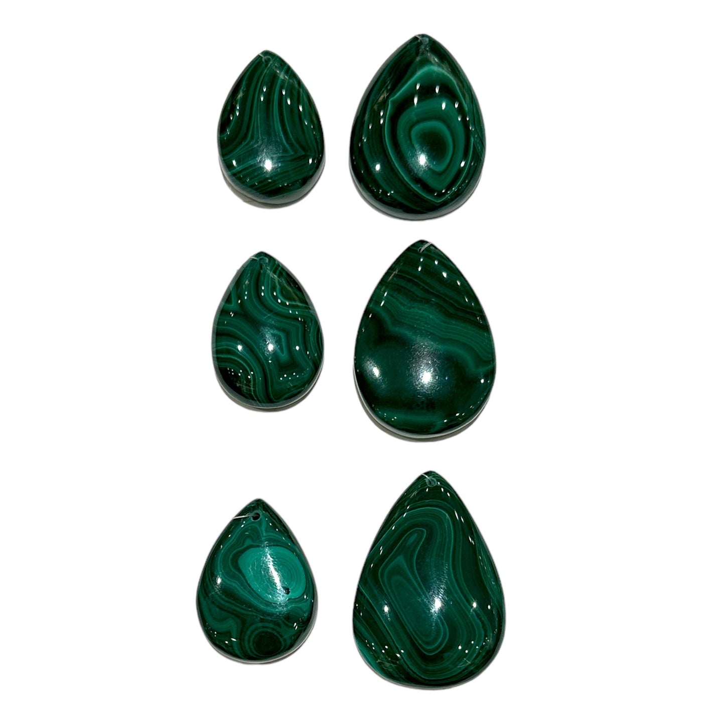 Pendentif plat en Malachite percé devant