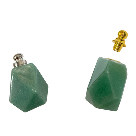 Pendentif fiole Aventurine verte en forme facetté pour huile essentielle/parfum