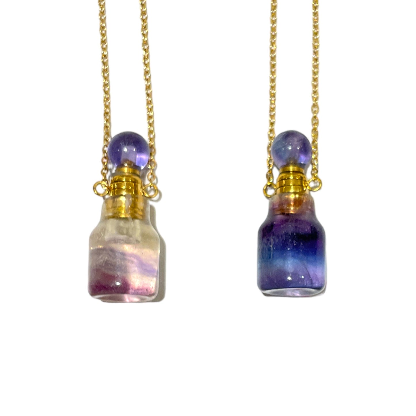 Collier fiole Fluorine multicolore pour huile essentiel/parfum