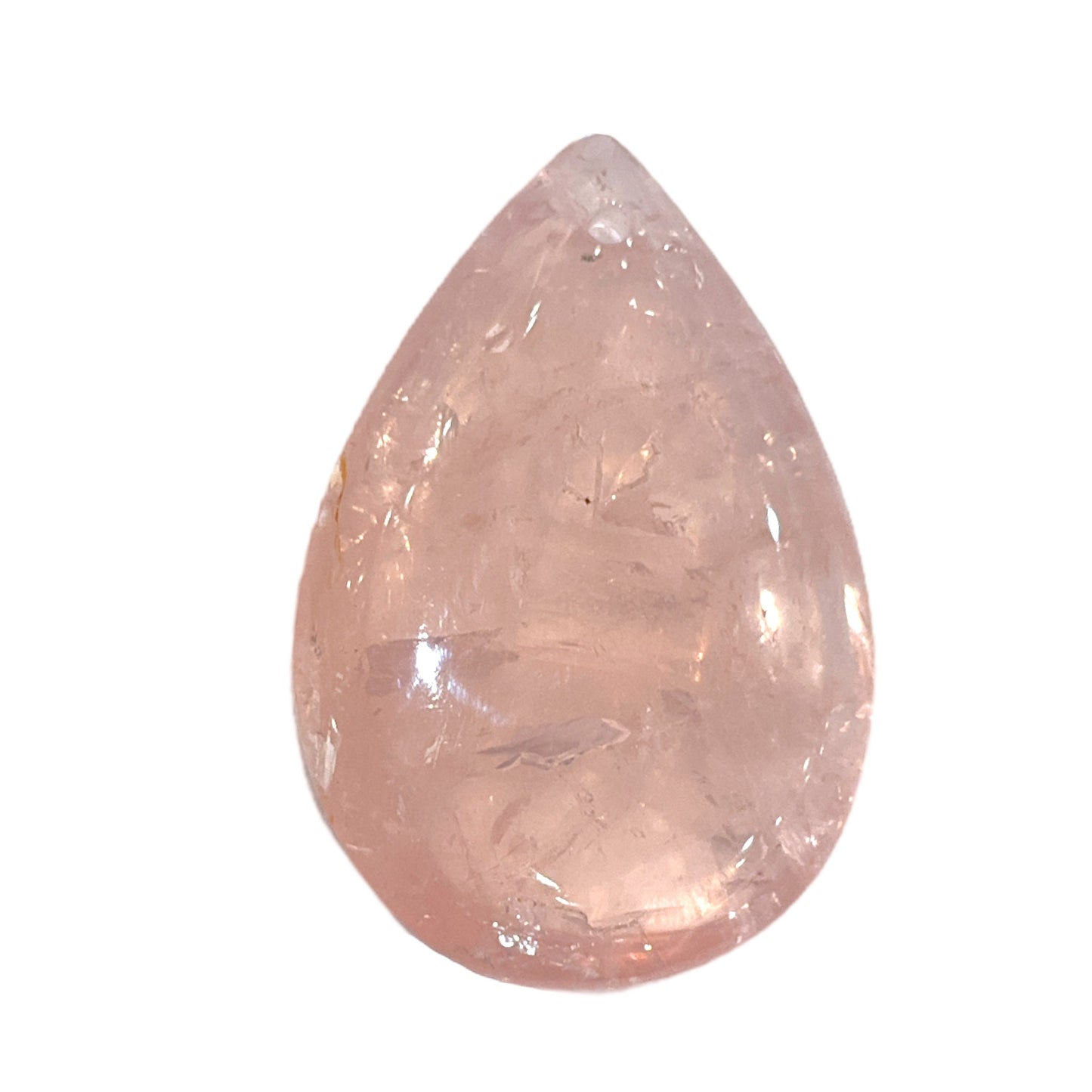 Pendentif Quartz rose forme goutte plate percé devant