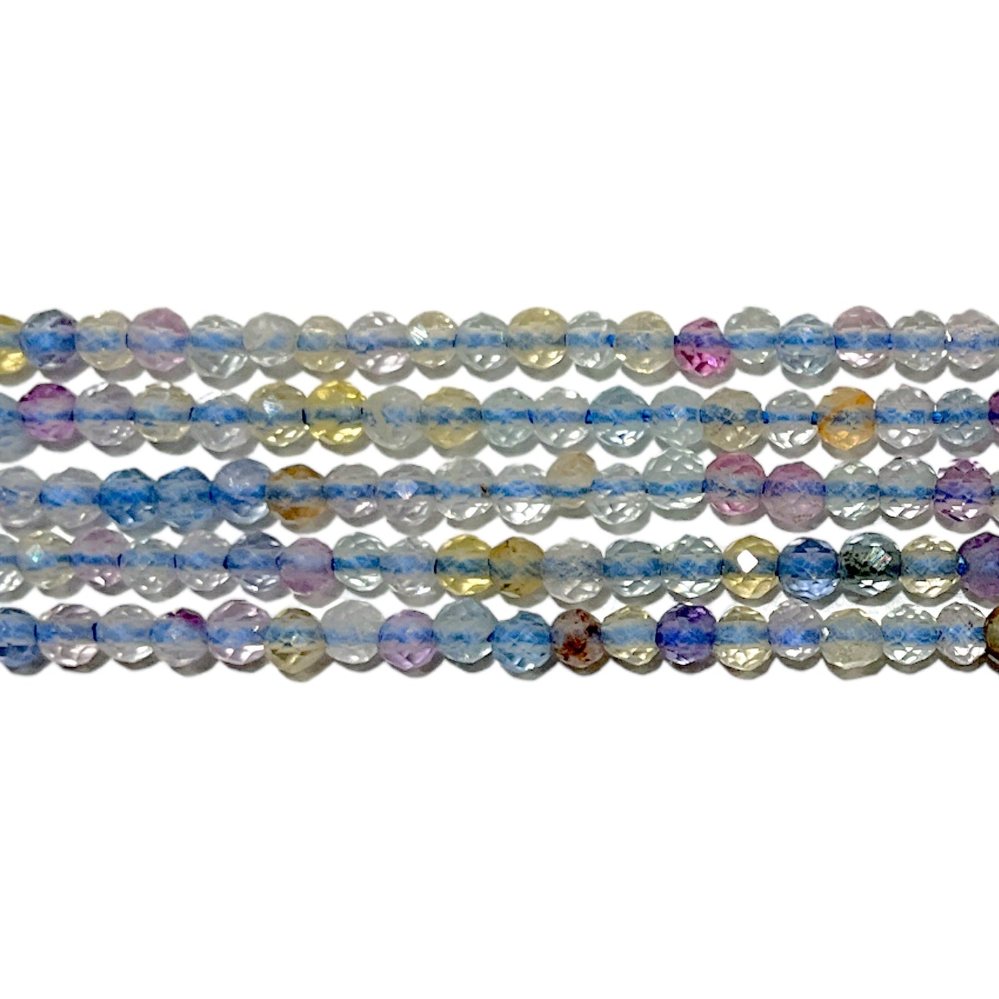 Fil de perles facettées Fluorine multicolore/bleue