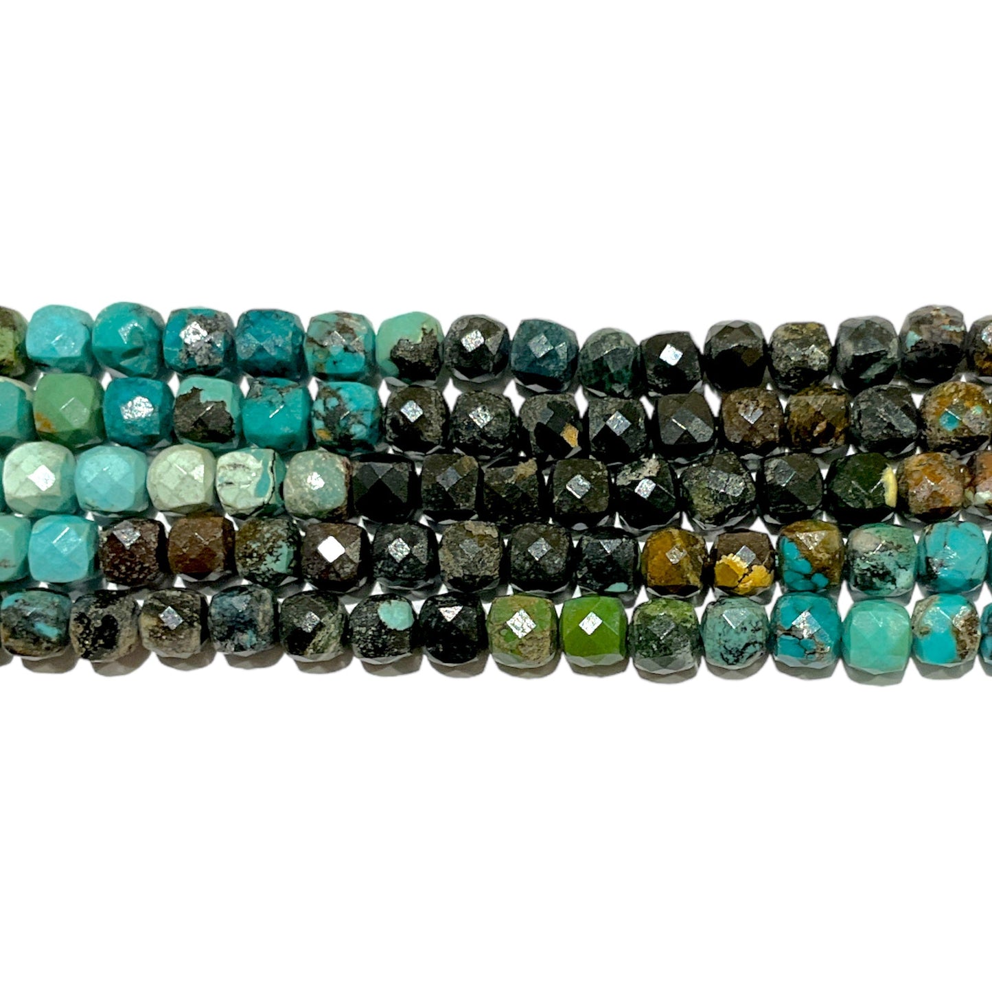 Fil de perles carrées facetté Chrysocolle AAA 4x4 mm