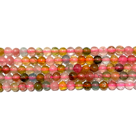 Fil de perle Tourmaline multicouleurs 2 mm A