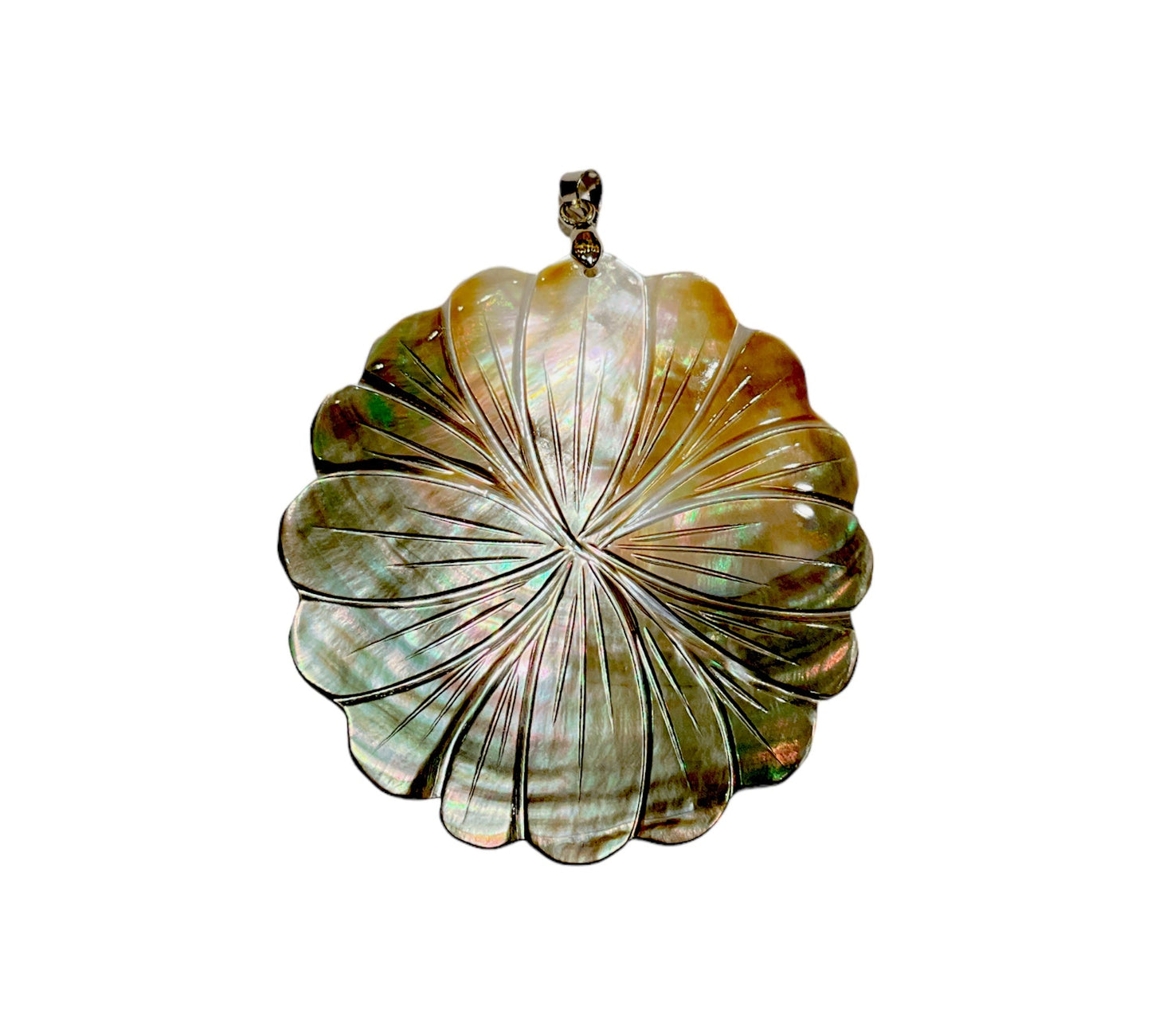 Pendentif fleurs en nacre d’abalone grise