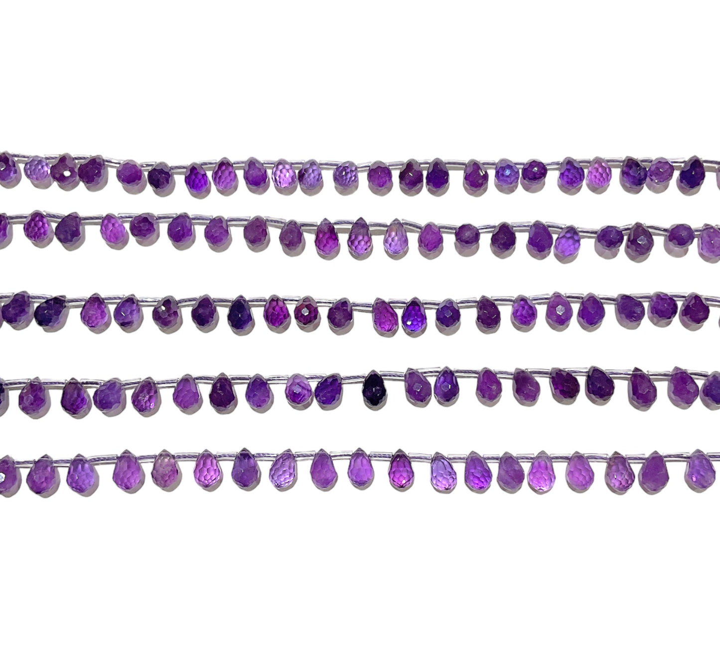 44 petits pendentifs Amethyste goutte facetté