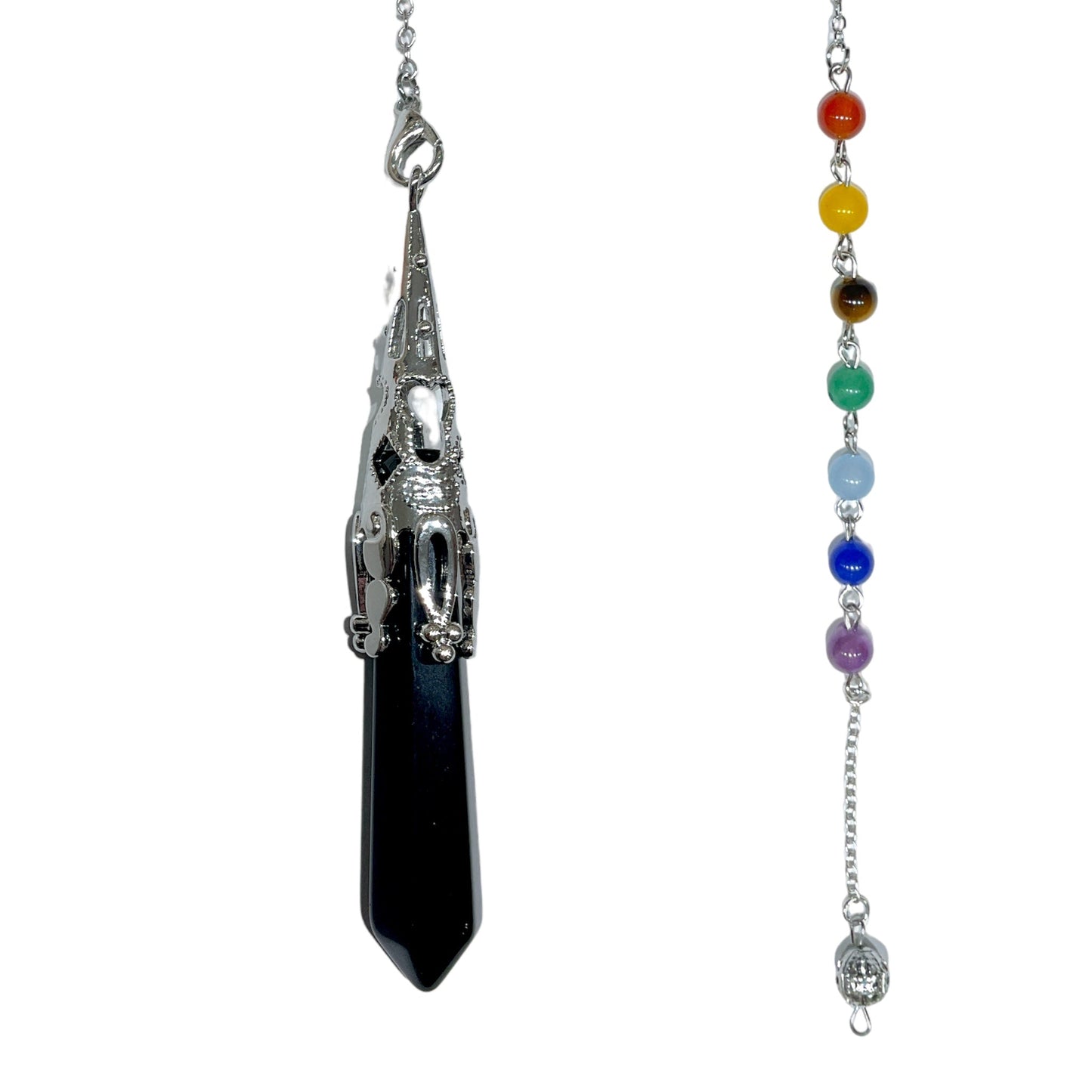 Pendule pointe 7 Chakras Onyx noir