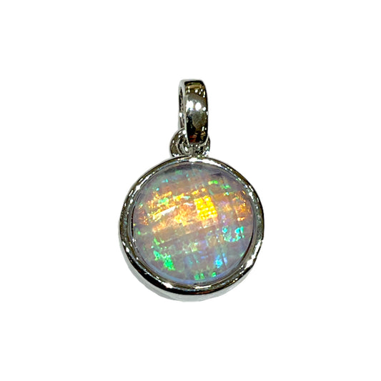 Pendentif argenté synthétique Opale 1P