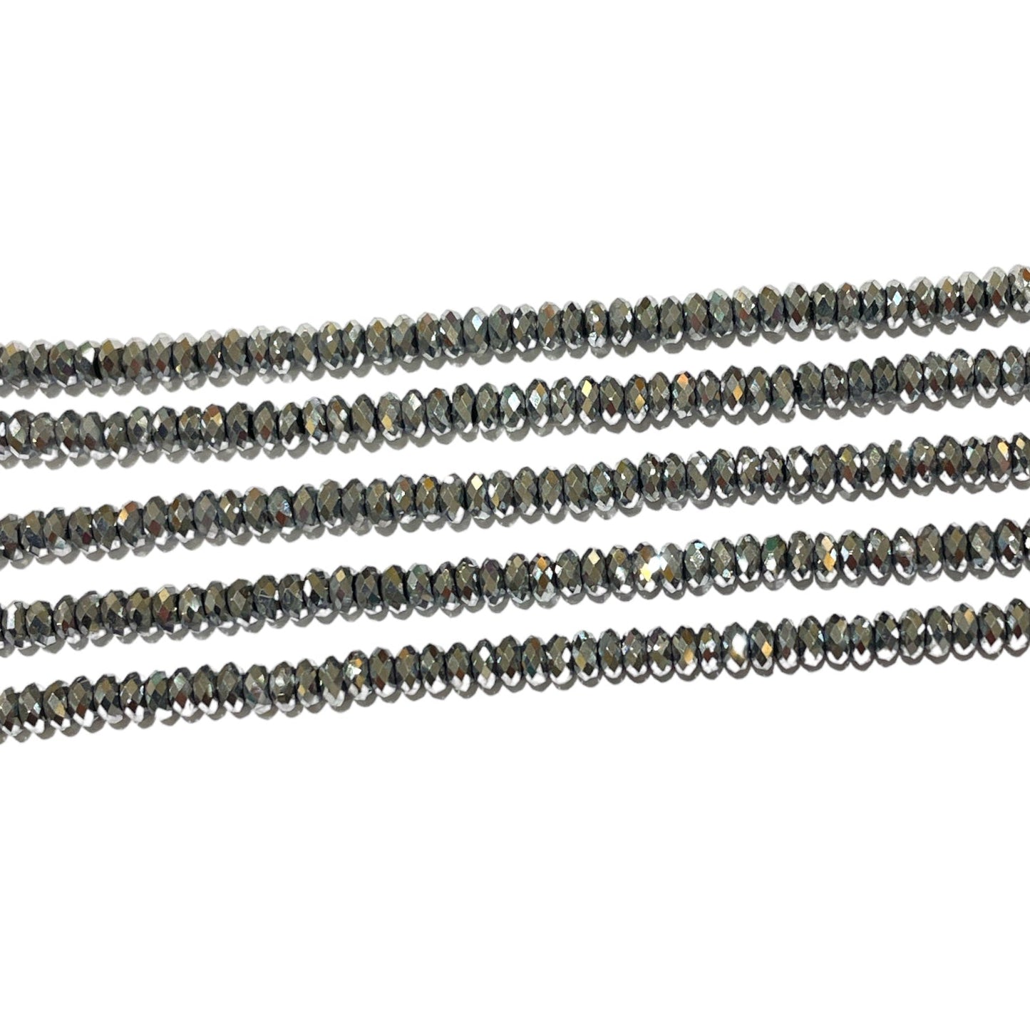 Fil de perle Hématite electroplaquée argentée claire 3mm HEA-9P