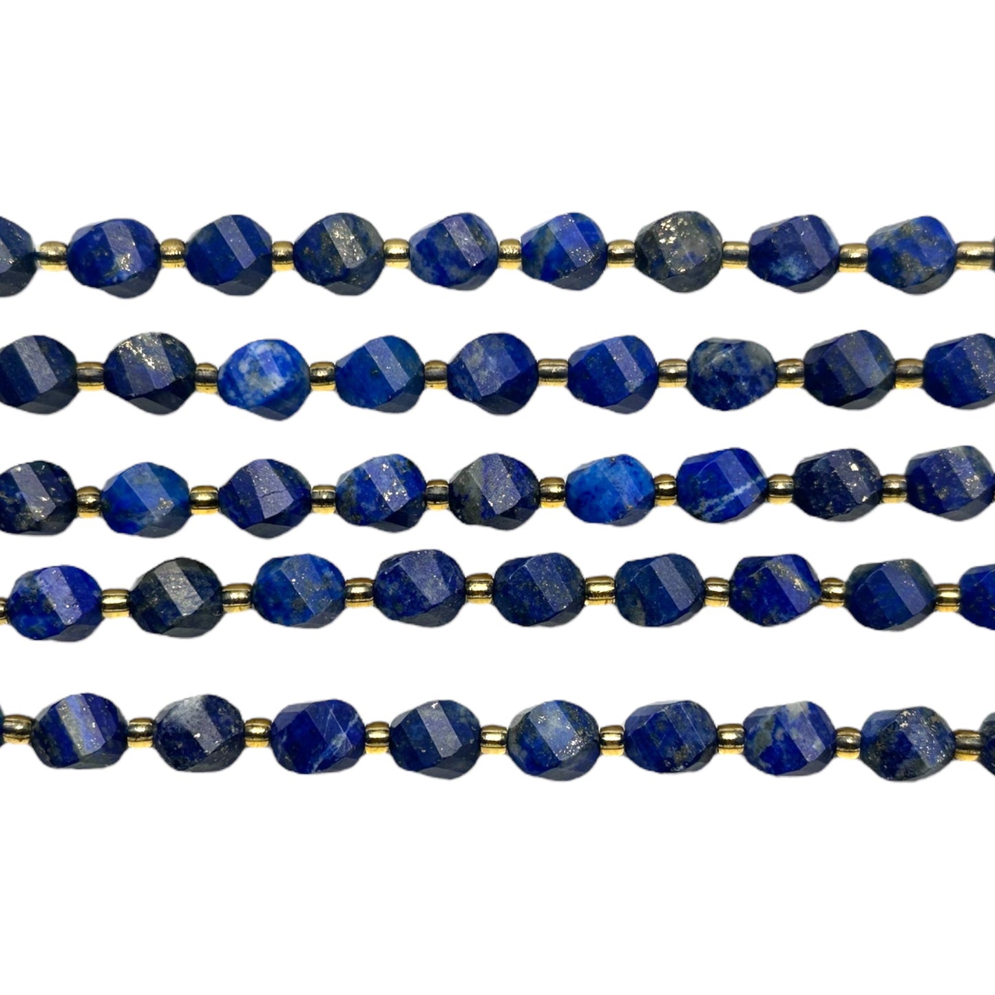 Fil Lapis-lazuli boule facetté 8 mm