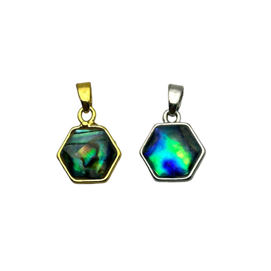 Pendentif nacre abalone hexagone 1 x 1 cm