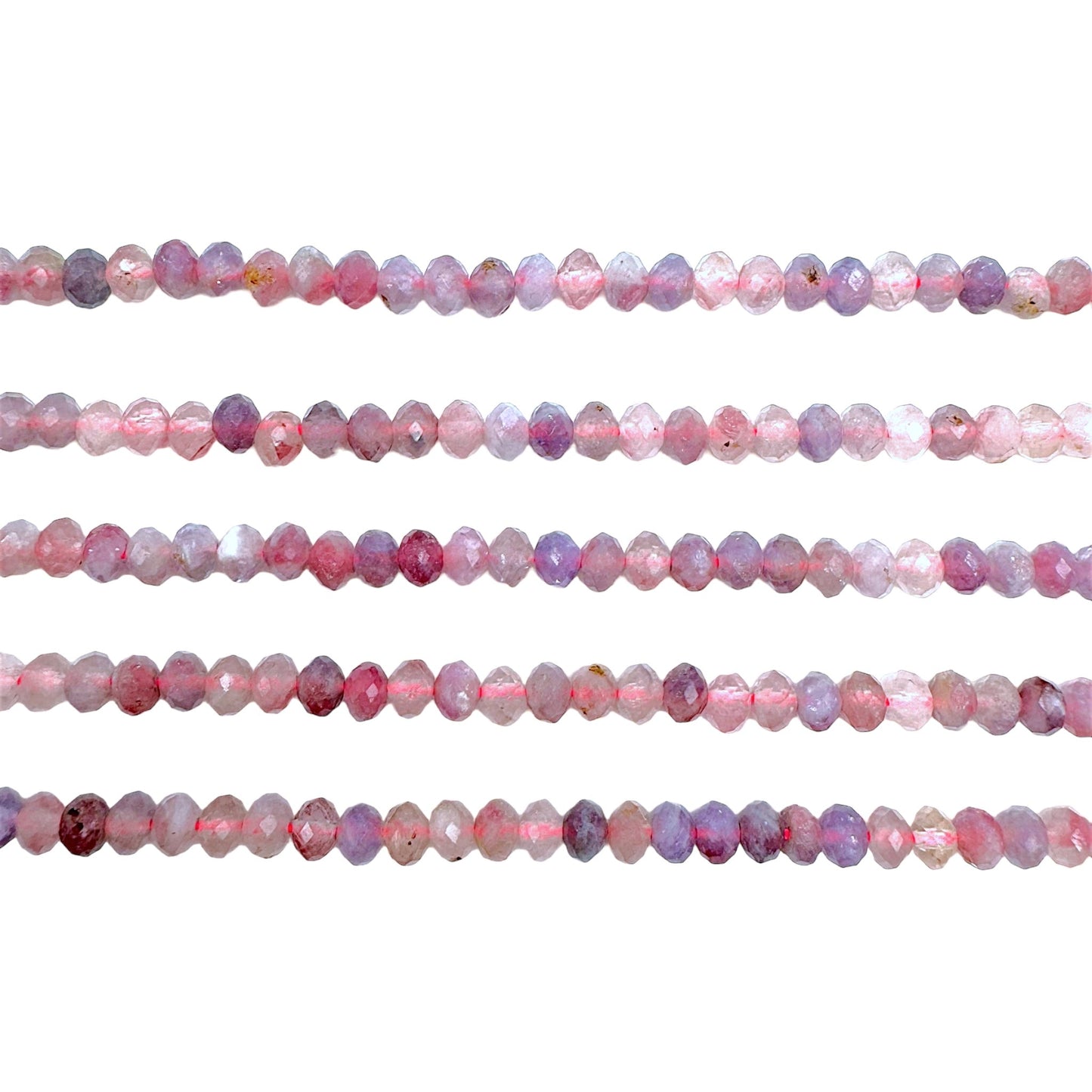 Fil de perles rondelles facettées Tourmaline rose 3x4 mm