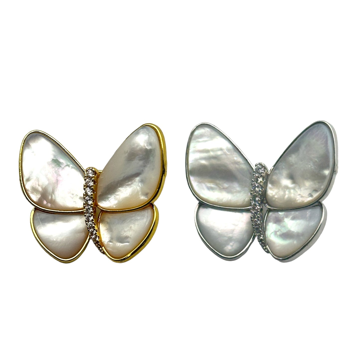 Broche nacre blanche Papillon 3 x 3 cm