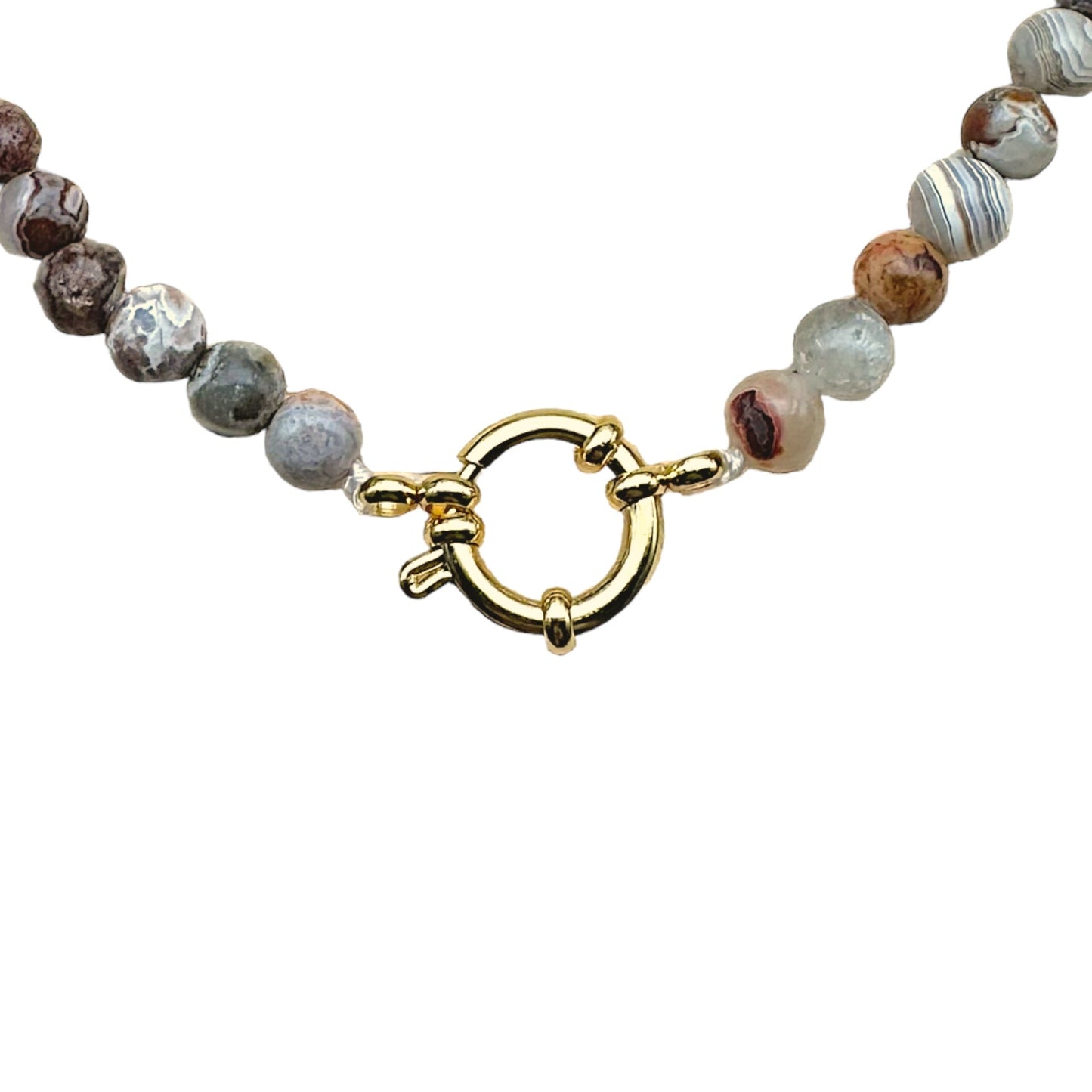 Collier en Agate Crazy attache bouée 6mm