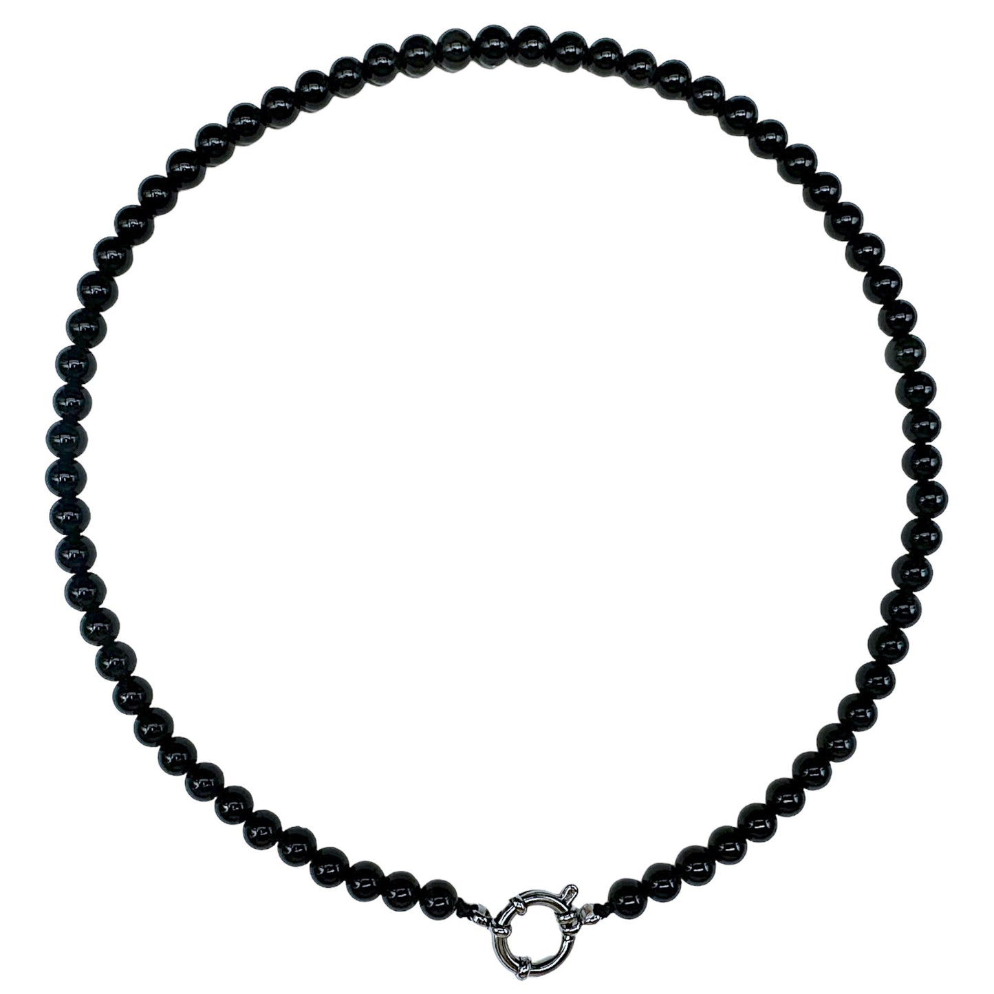 Collier boule en Obsidienne œil céleste attache bouée