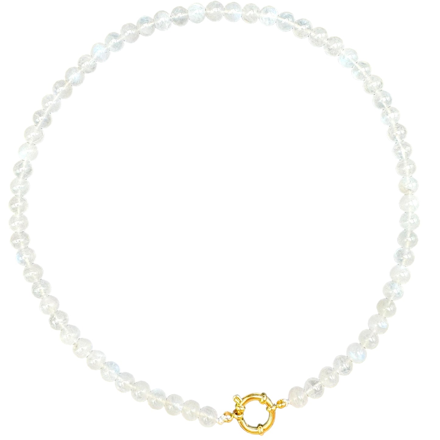 Collier en Pierre de lune bleutée attache bouée