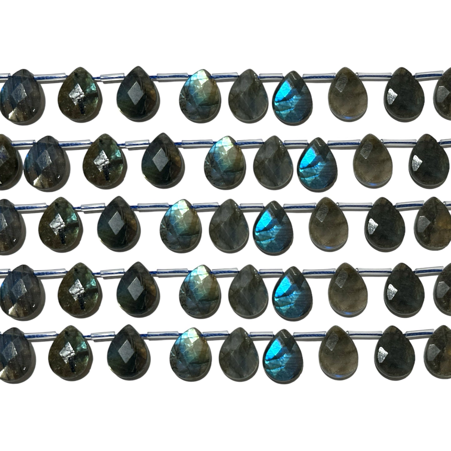 Lot de 22 pendentifs labradorite goutte facetté plate