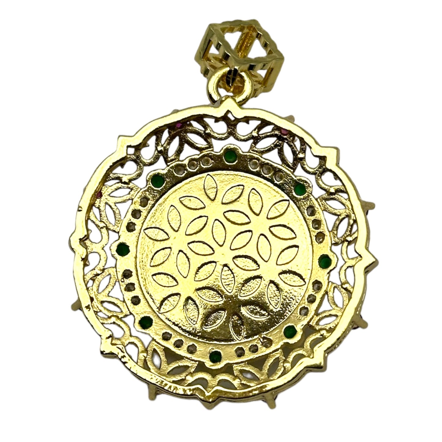 Pendentif médaillon reine fleur de vie nacre