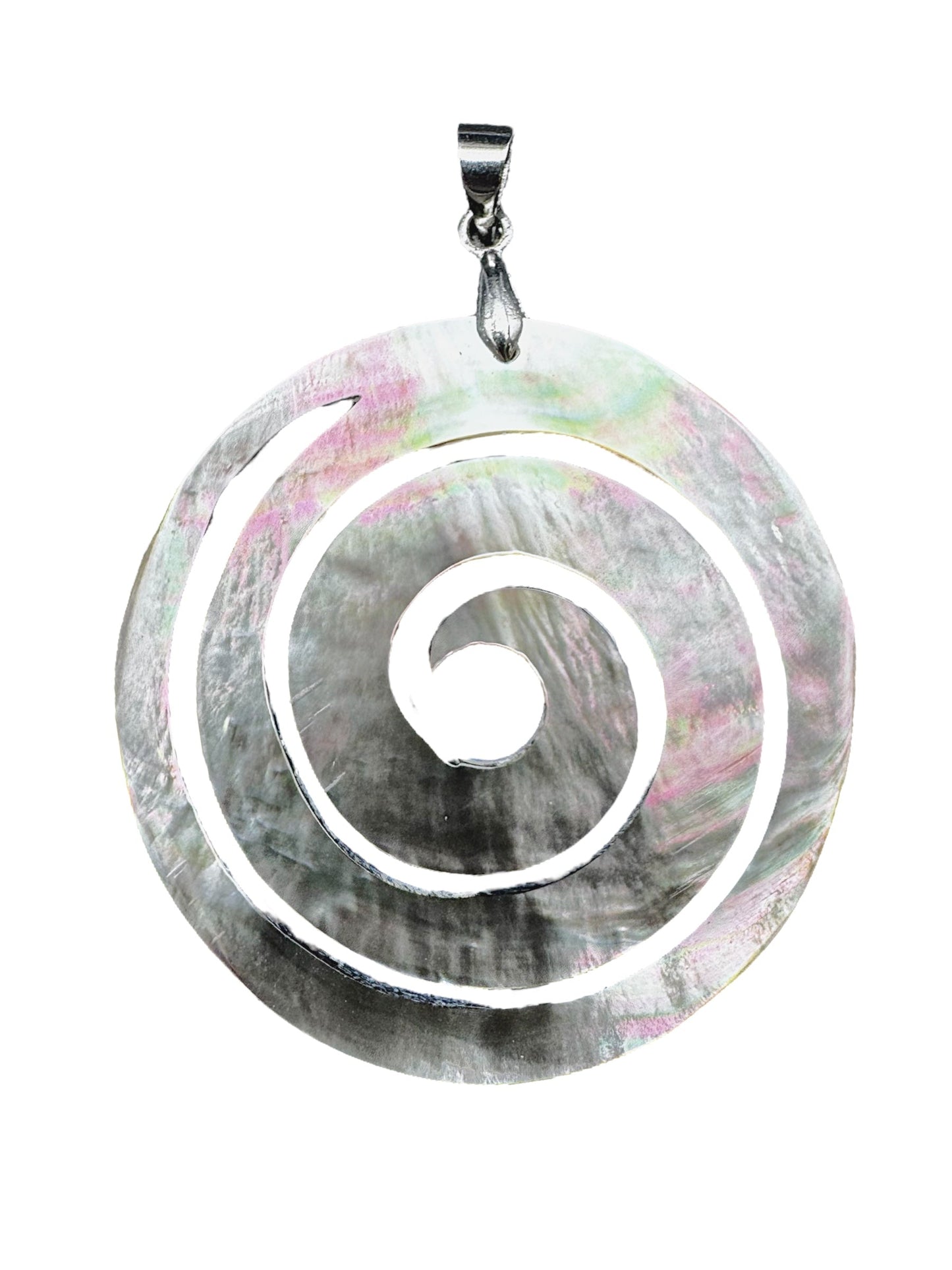 Pendentif spirale en nacre d’abalone grise