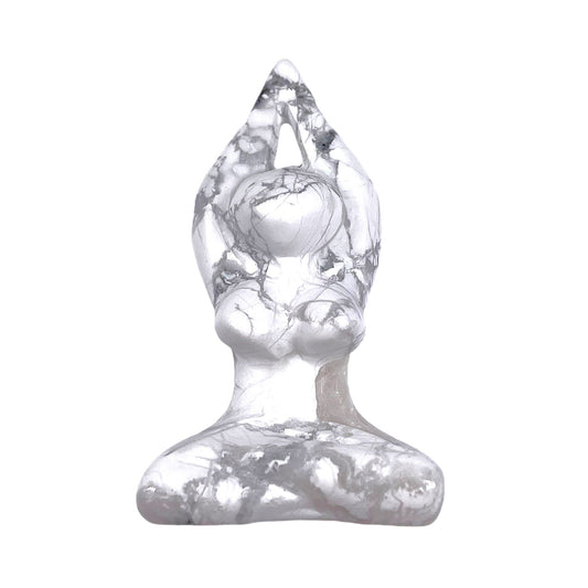 Figurine déesse de la méditation en Howlite blanche