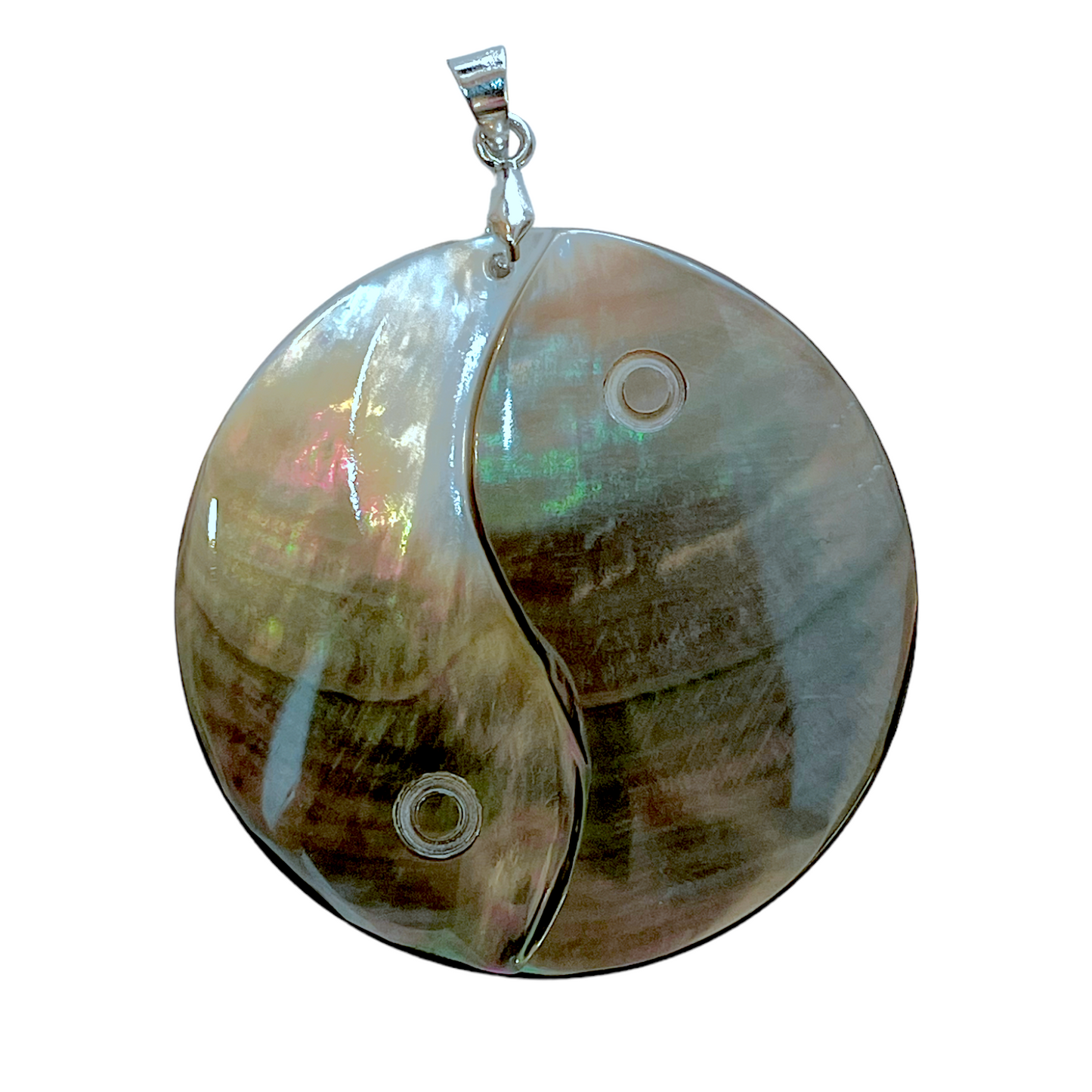 Pendentif yin yang en nacre d’abalone grise