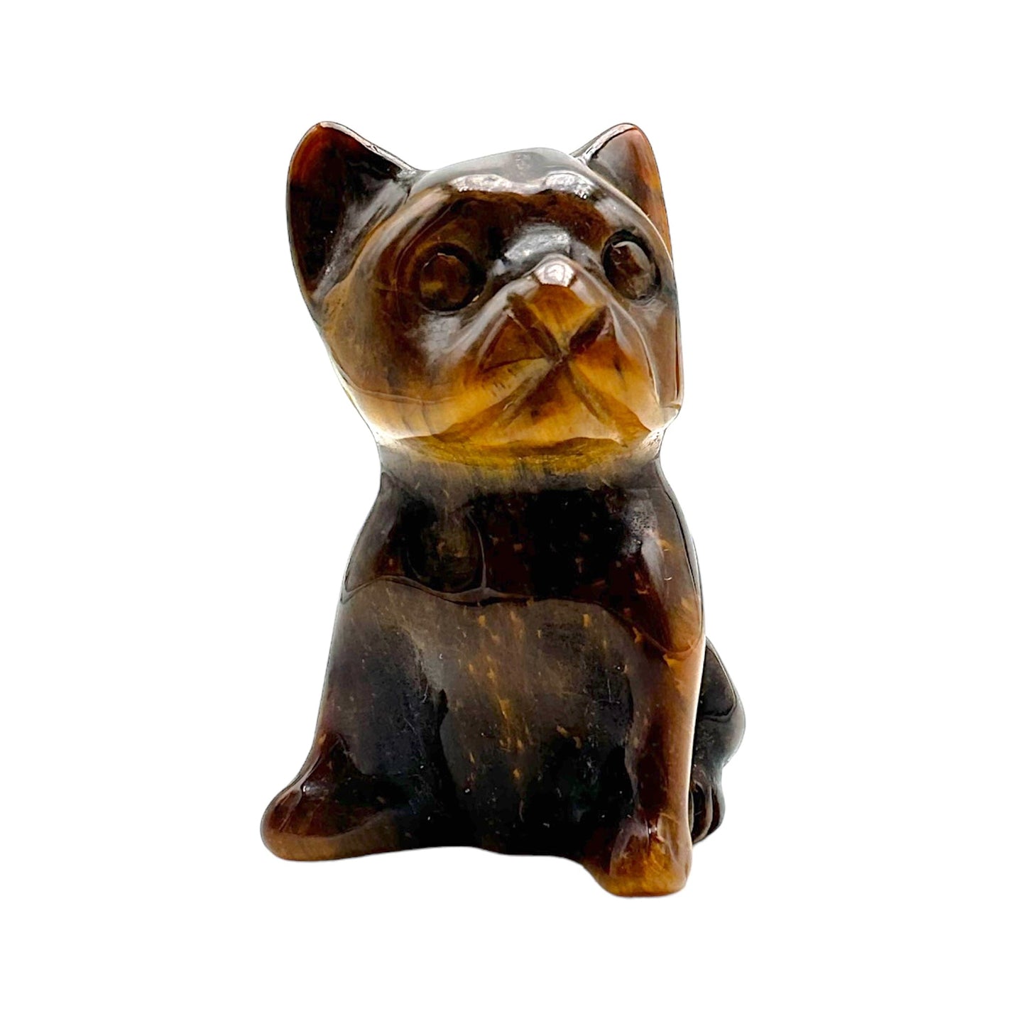 Figurine Chien bulldog en Oeil de tigre