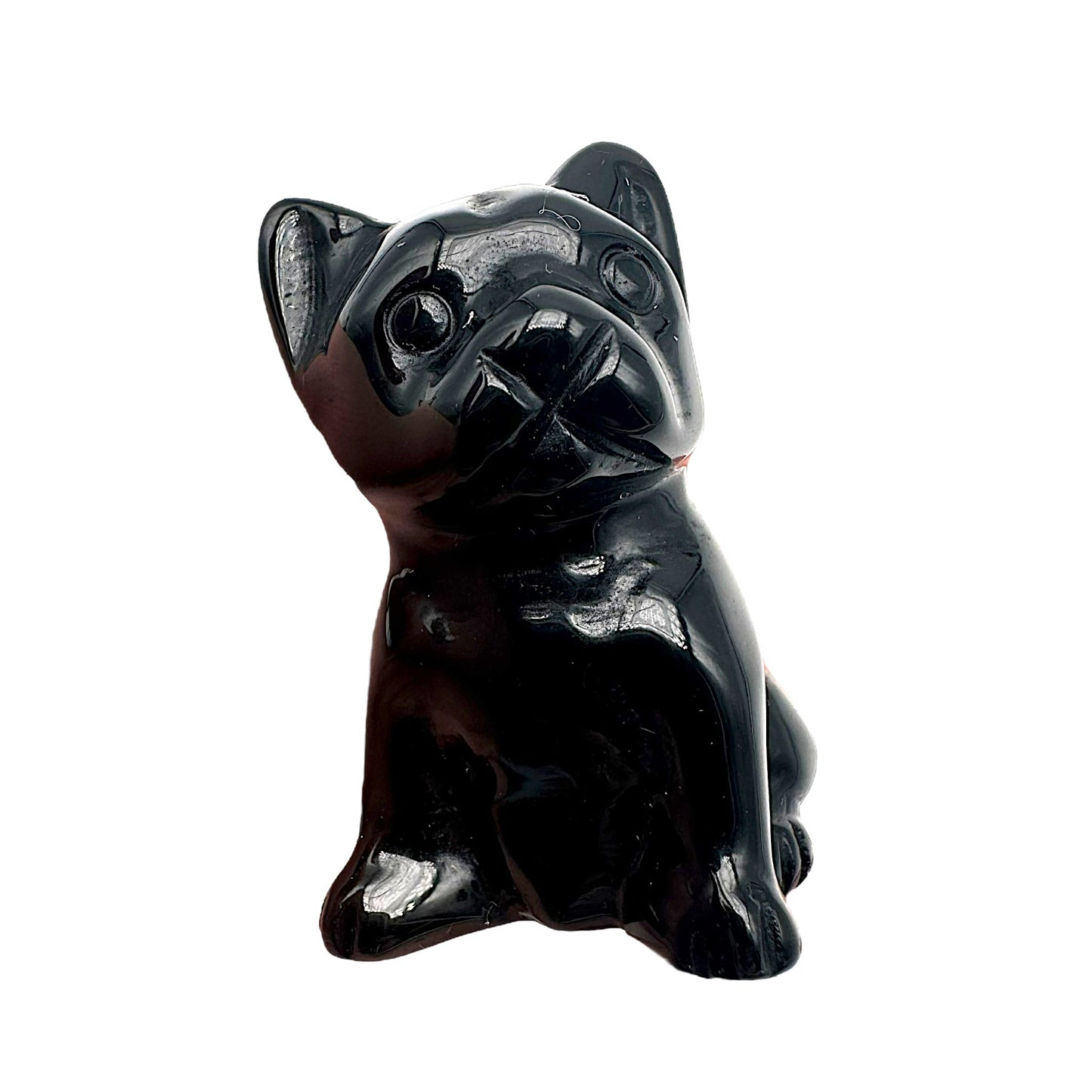 Figurine chien bulldog en Obsidienne noire