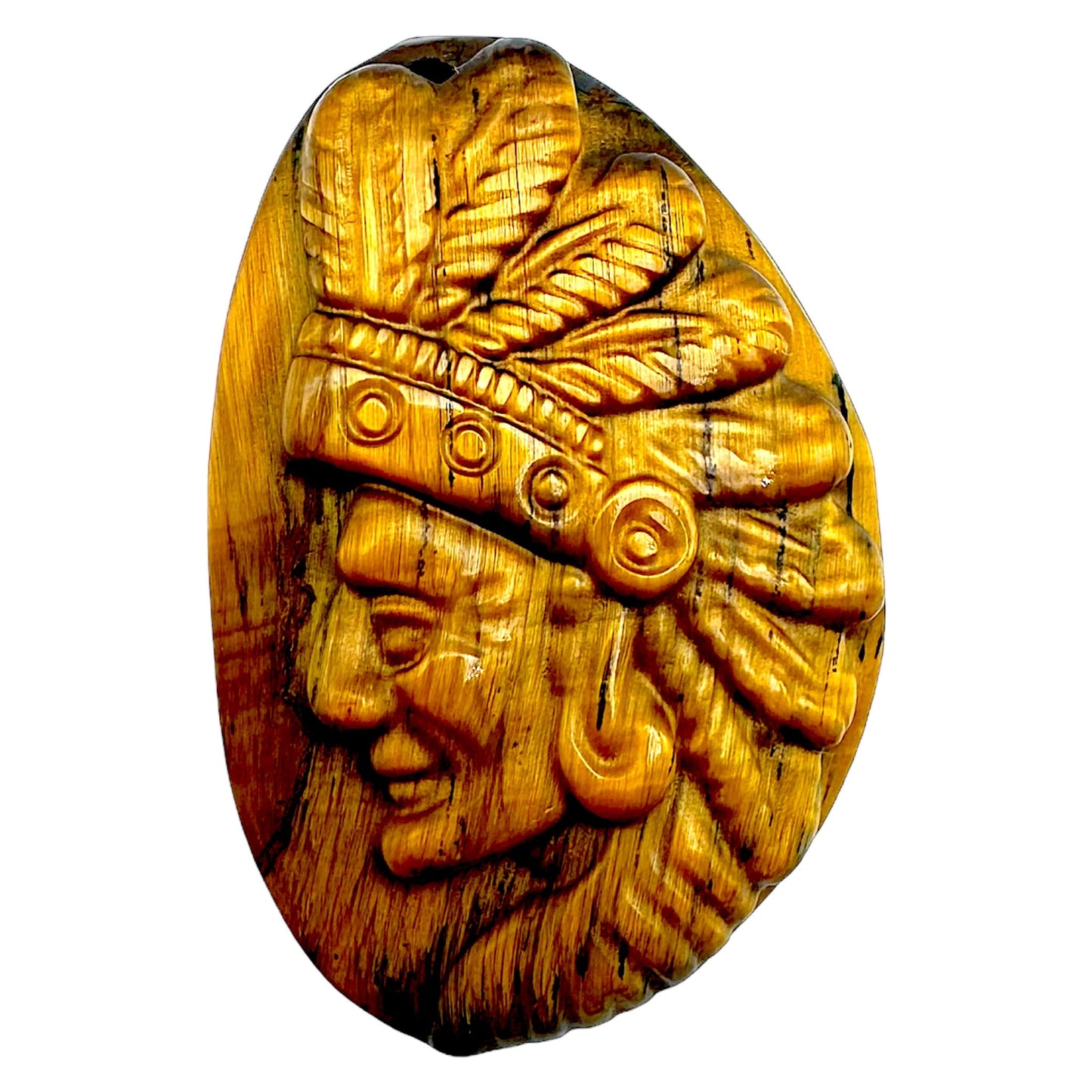 Pendentif plat oeil de tigre 4 x 2,5 cm percé devant