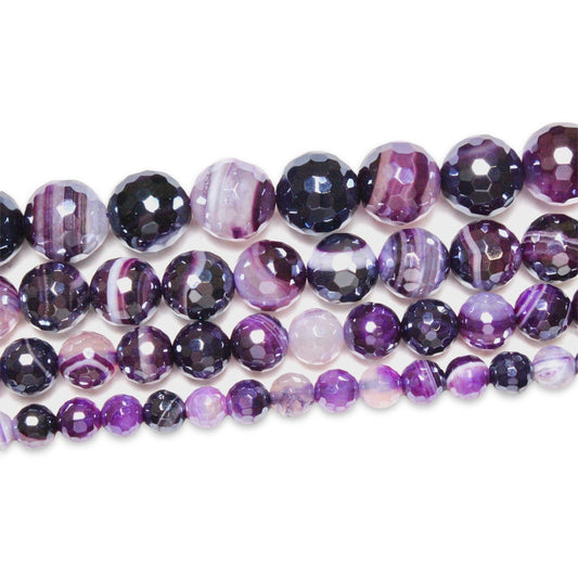 Fil de perles Agate facettée violet