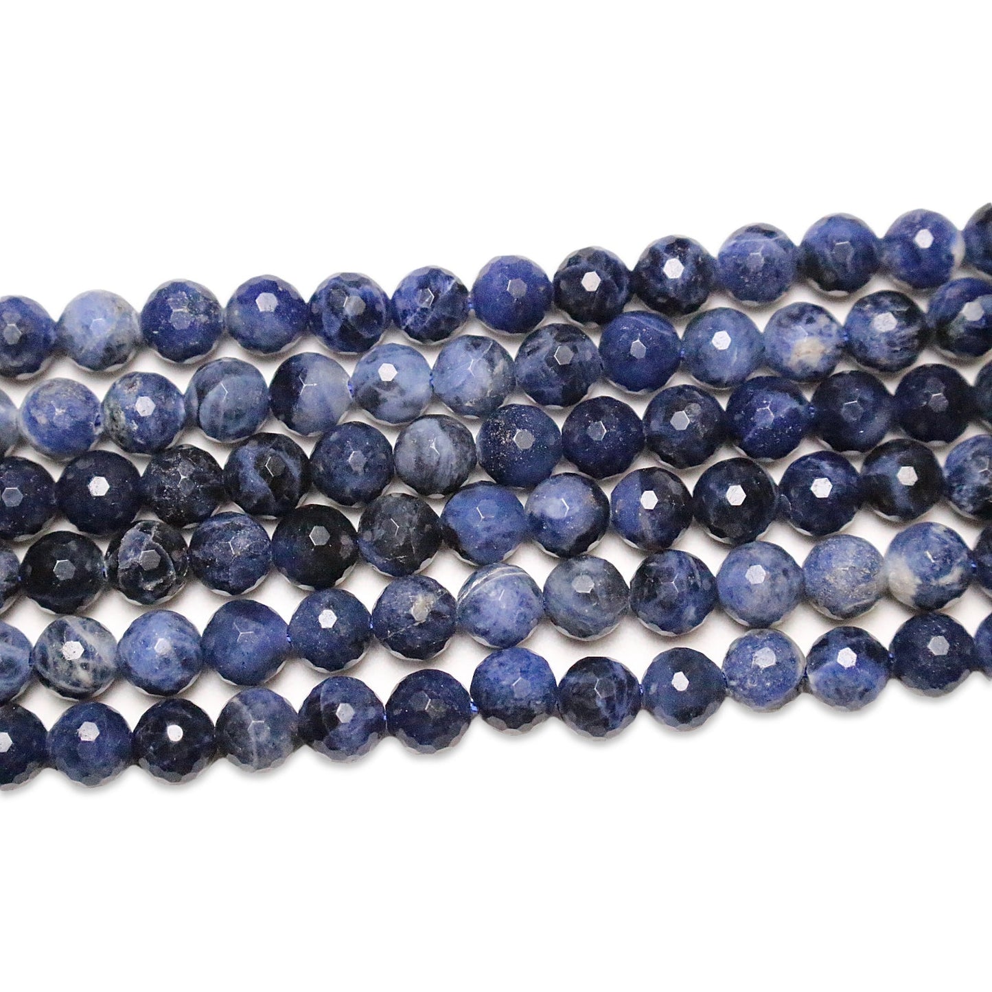 Fil de perles facettées sodalite