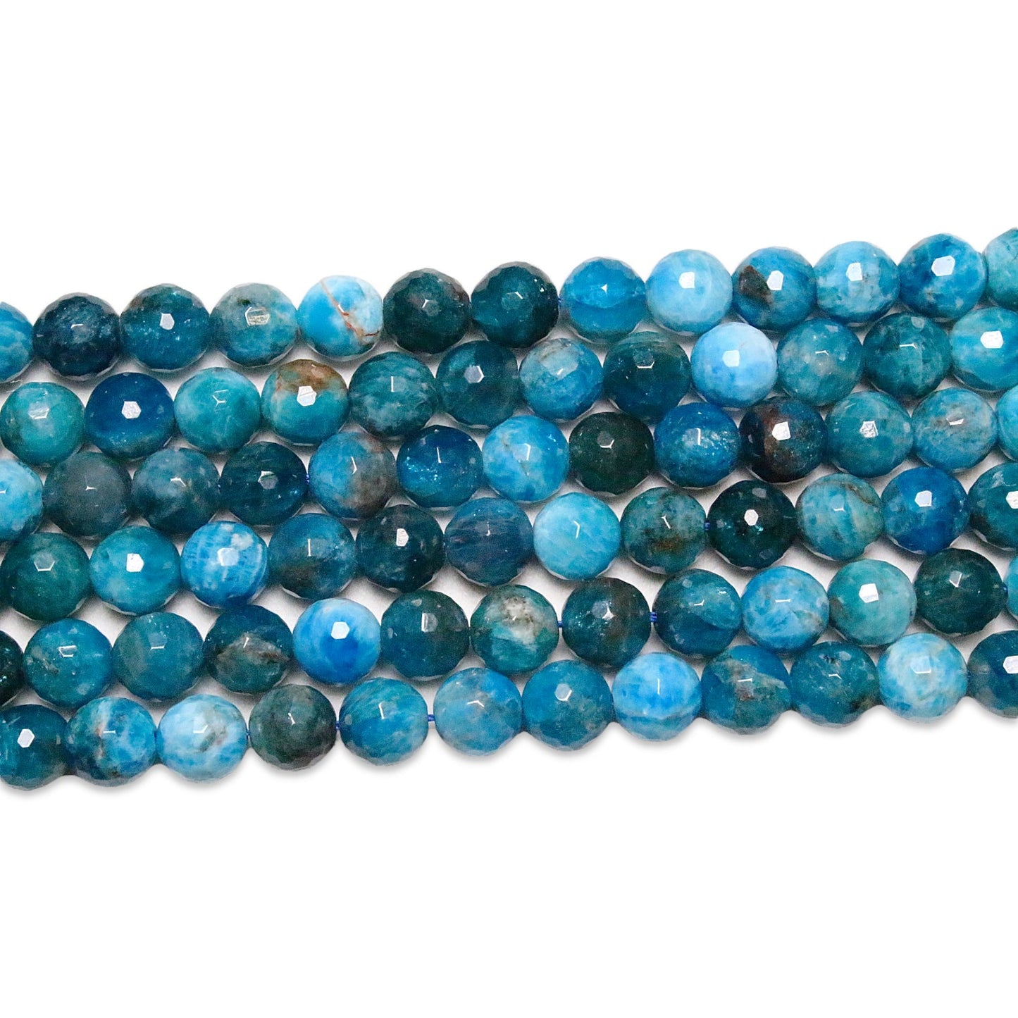 Fil de perles facettées apatite bleue