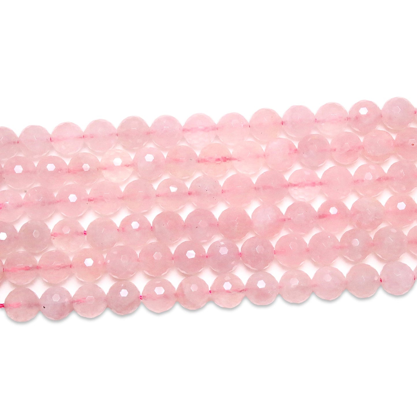 Fil de perles facettées quartz rose