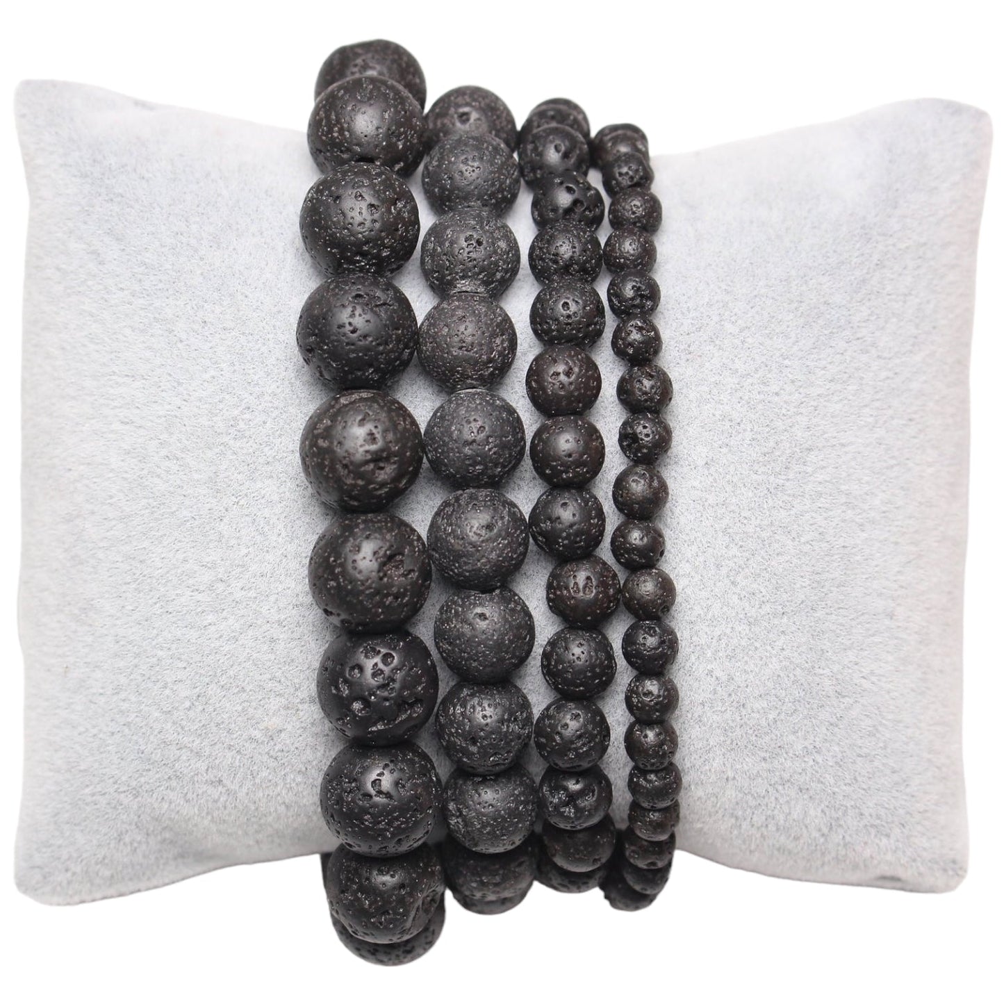 Bracelet en pierre de lave noire et perles blanches - AUTREMENT - Croix Bracelet en pierre de lave noire et perles blanches - AUTREMENT - Croix