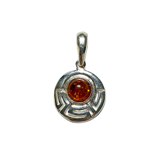 Pendentif ambre & argent cercle