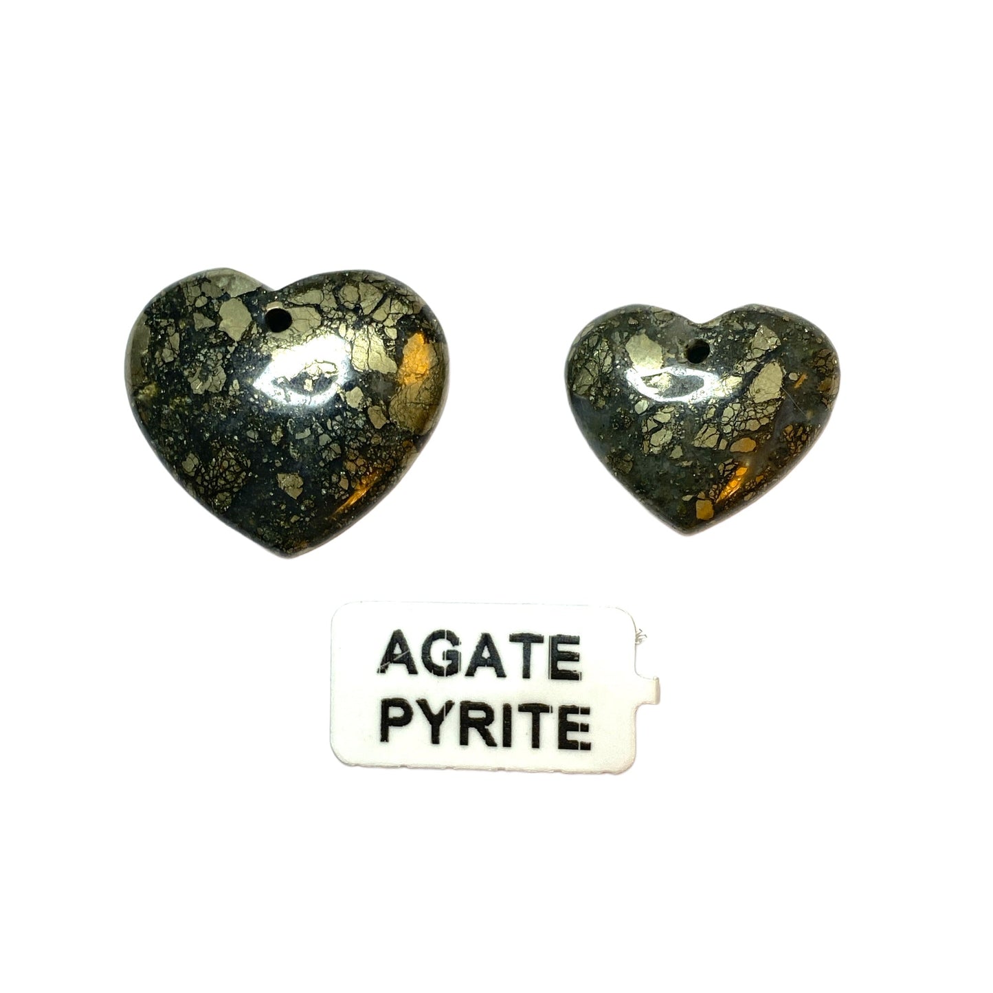 Pendentif Agate pyrite forme coeur percé devant