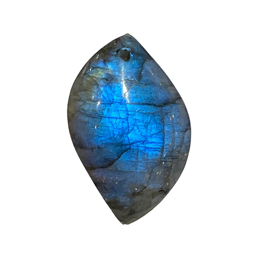 Pendentif goutte plate Labradorite A percé devant