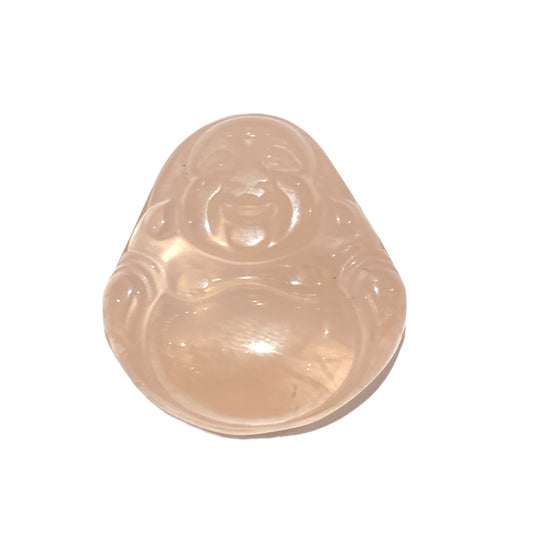 Pendentif Bouddha en quartz rose percé devant