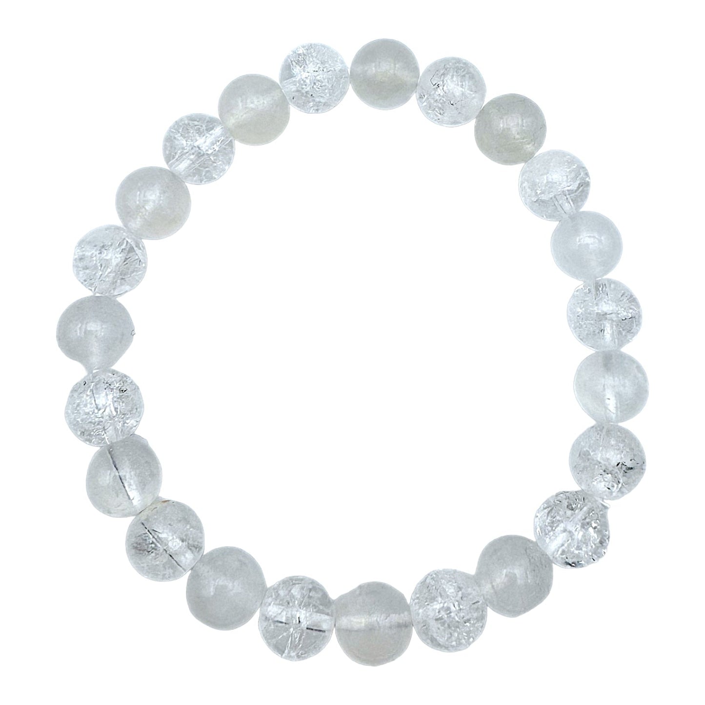 Bracelet Intuition AA — Pierre de lune bleutée & Cristal de roche craquelé (numéro 1)