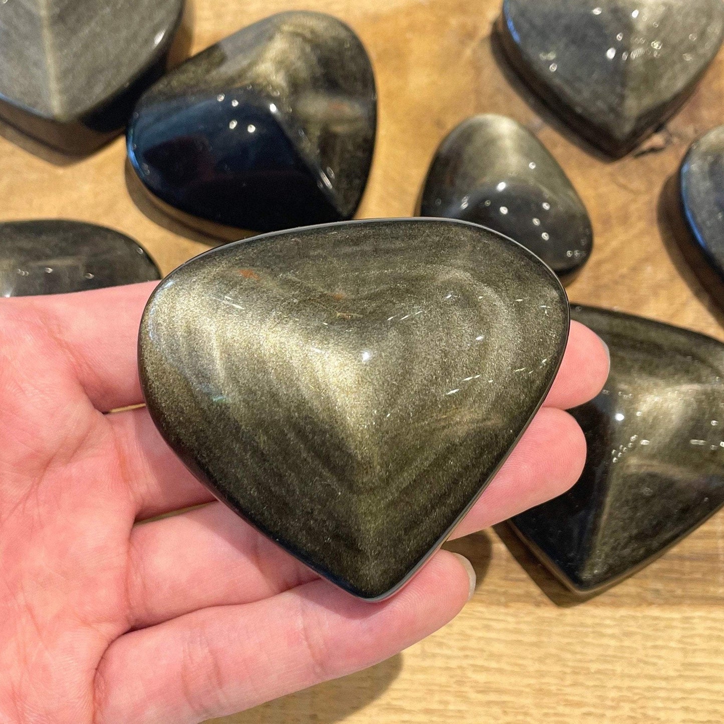 Coeur en Obsidienne doré au kg