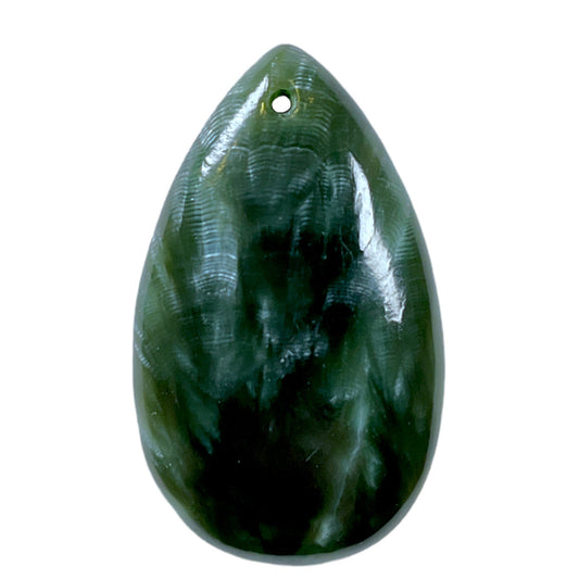 Pendentif goutte plate Seraphinite 15x25mm percé devant