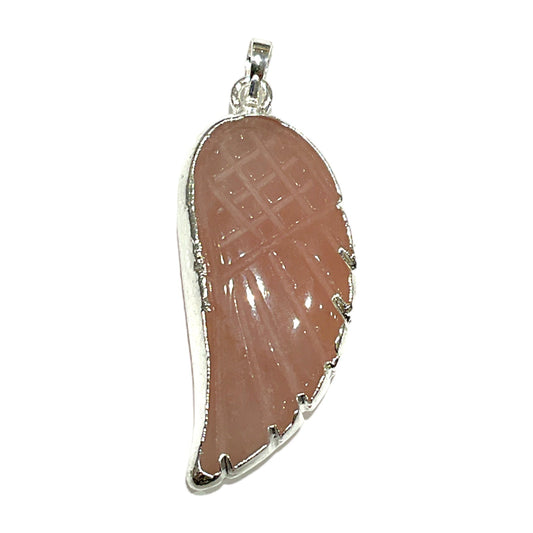 Pendentif en aile Quartz rose