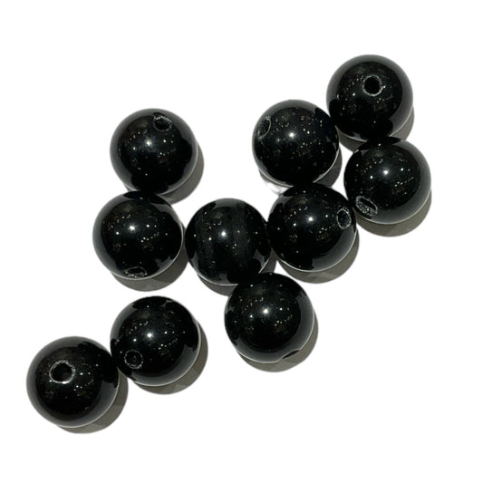 Lot de 10 perles Obsidienne noire – Trou de 1,5 mm