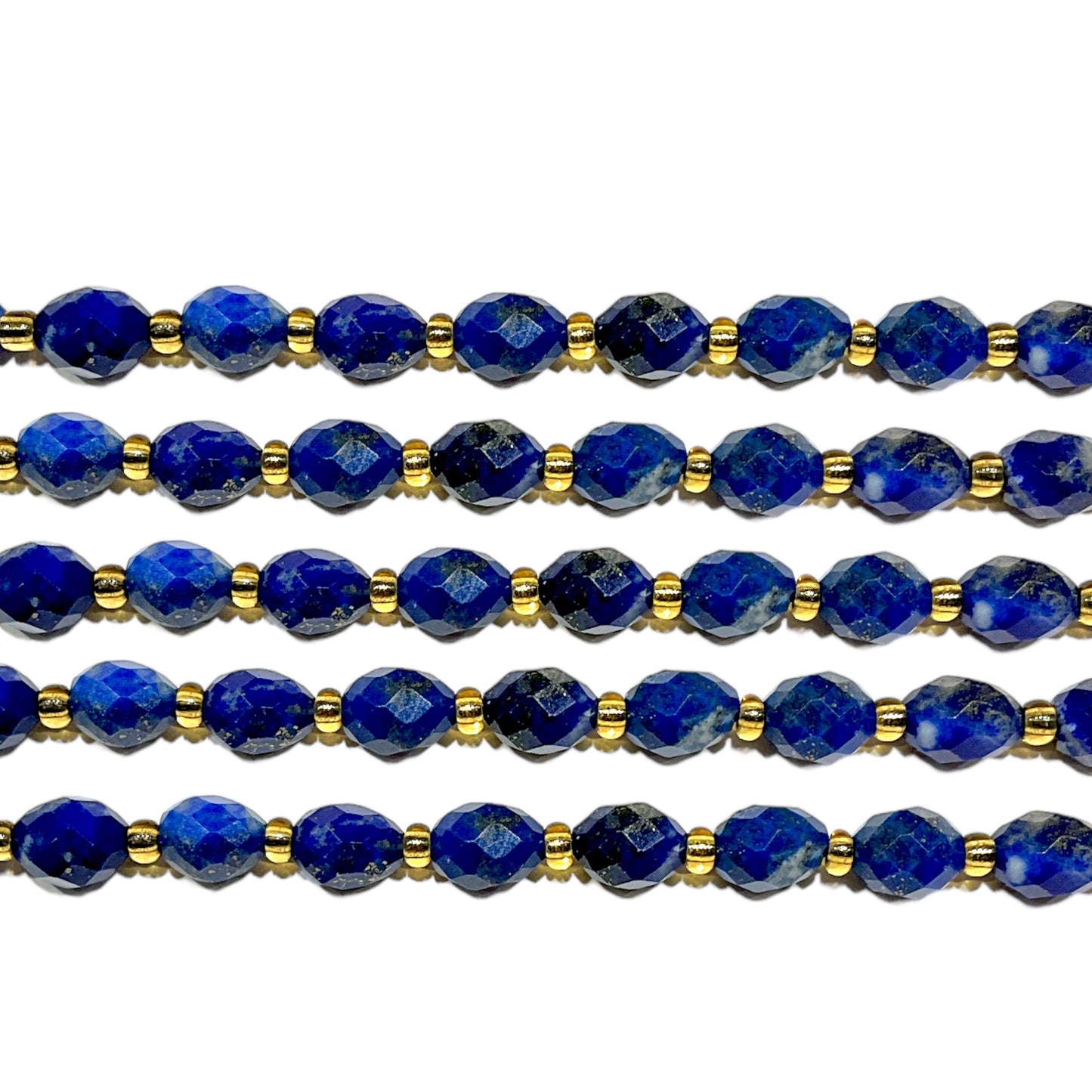 Fil Lapis-lazuli ovale facetté 6 x 8 mm