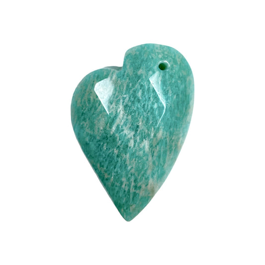 Pendentif forme cœur facetté Amazonite percé devant