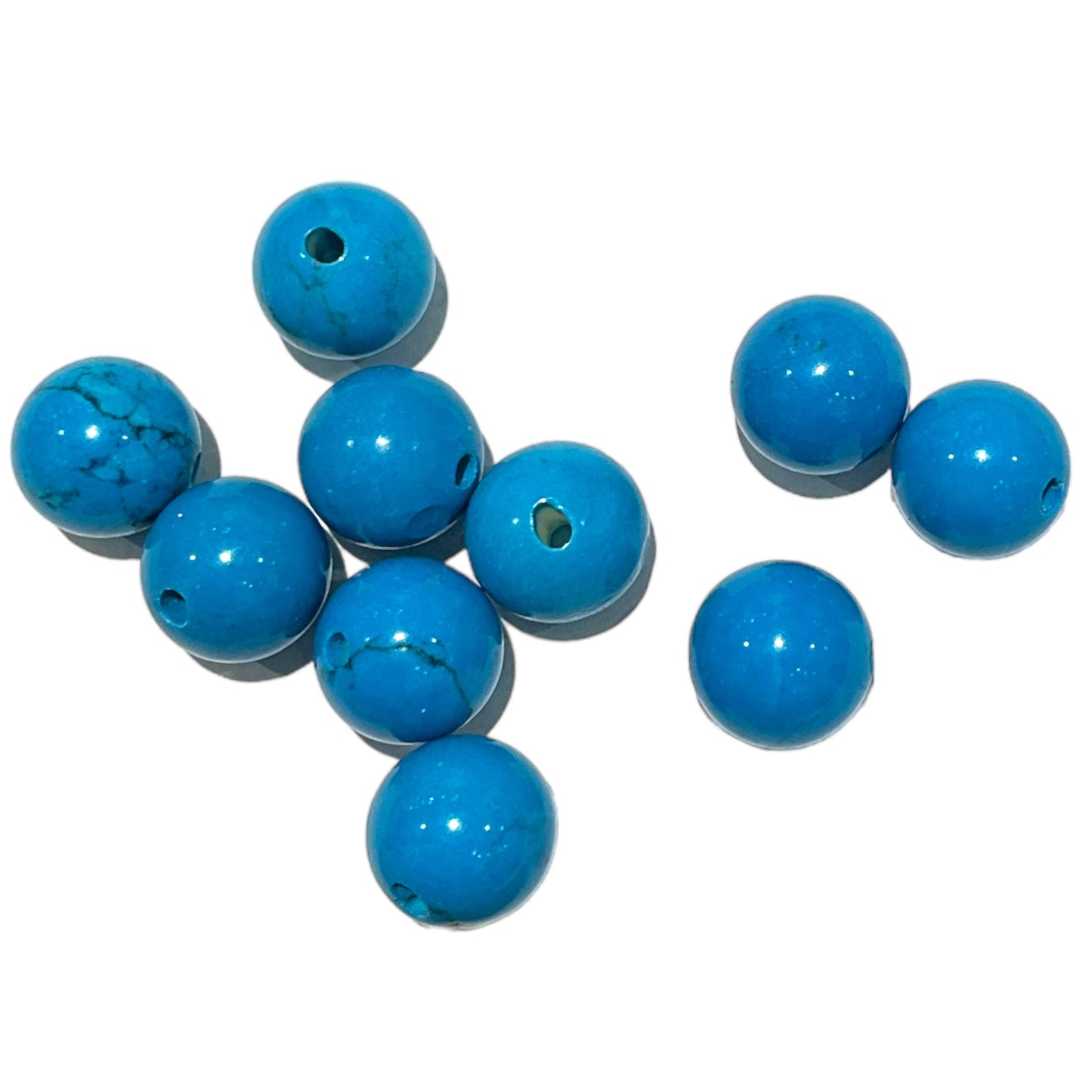 Lot de 10 perles Howlite chauffée – Trou de 1,5 mm